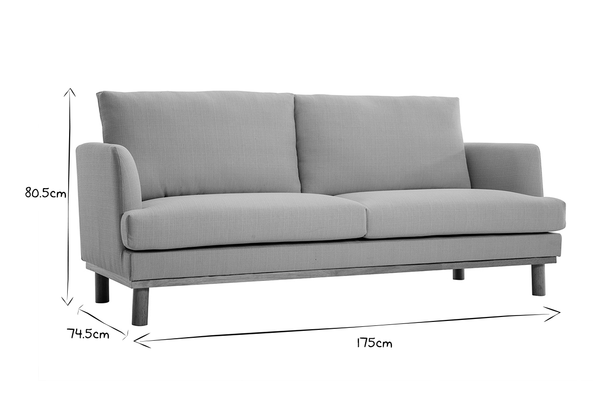 Canap� scandinave 3 places en tissu beige et bois clair HOBART