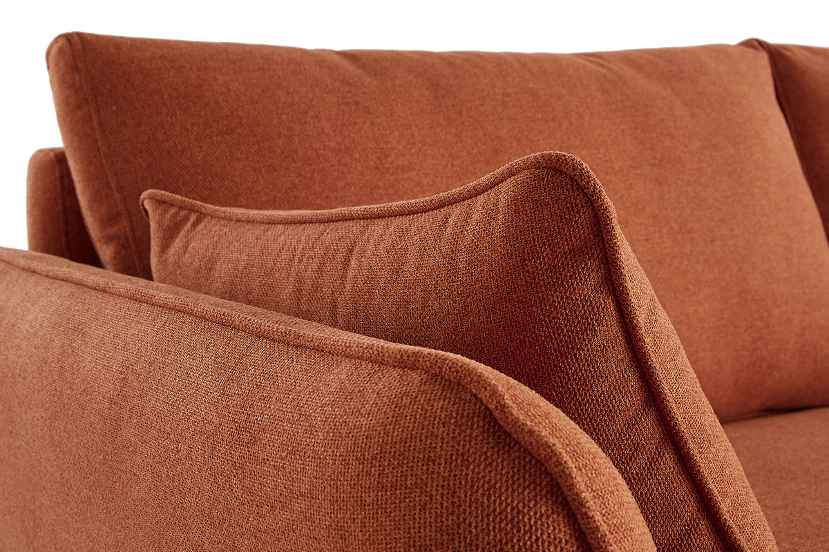 Canap� scandinave 3 places en tissu brique et bois clair CREEP