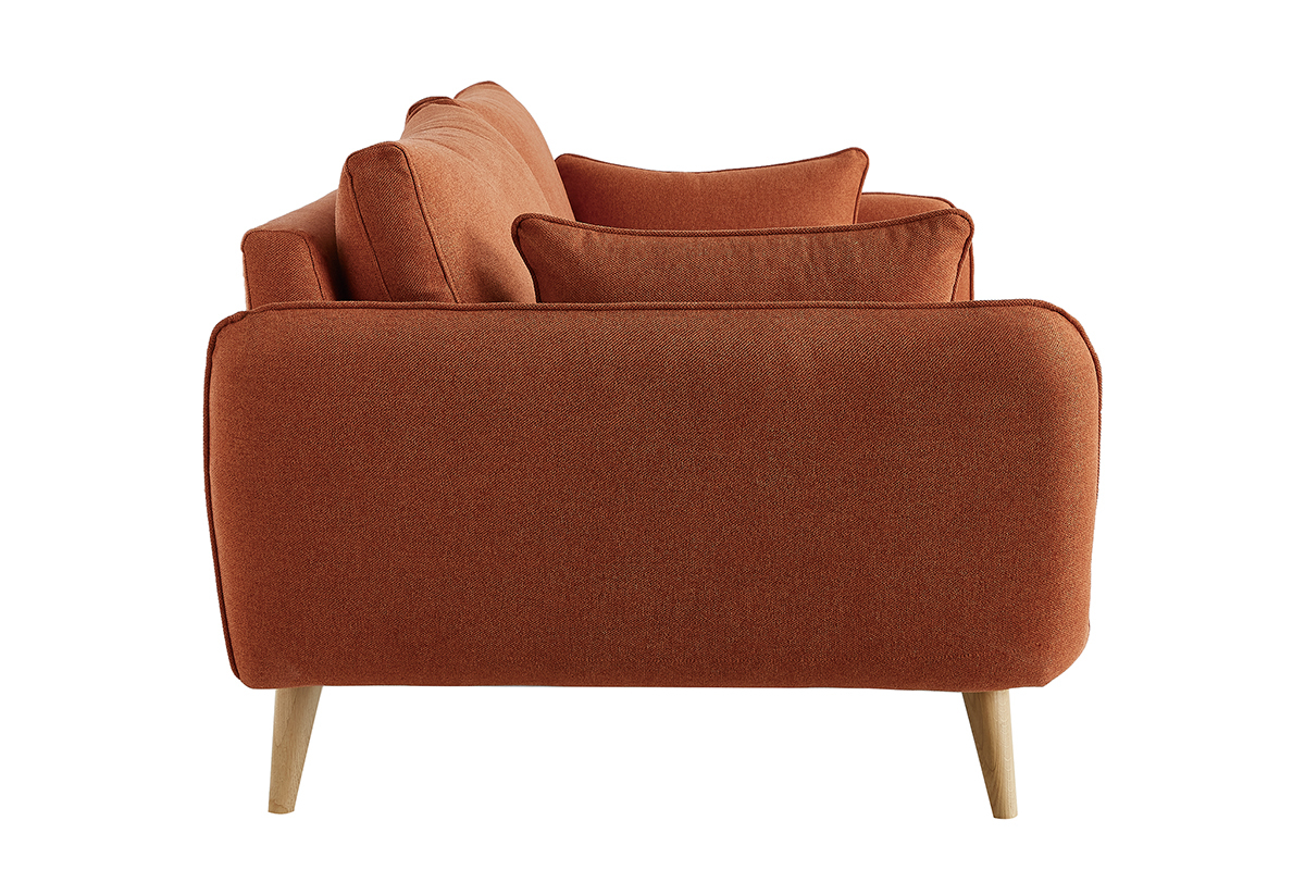 Canap� scandinave 3 places en tissu brique et bois clair CREEP
