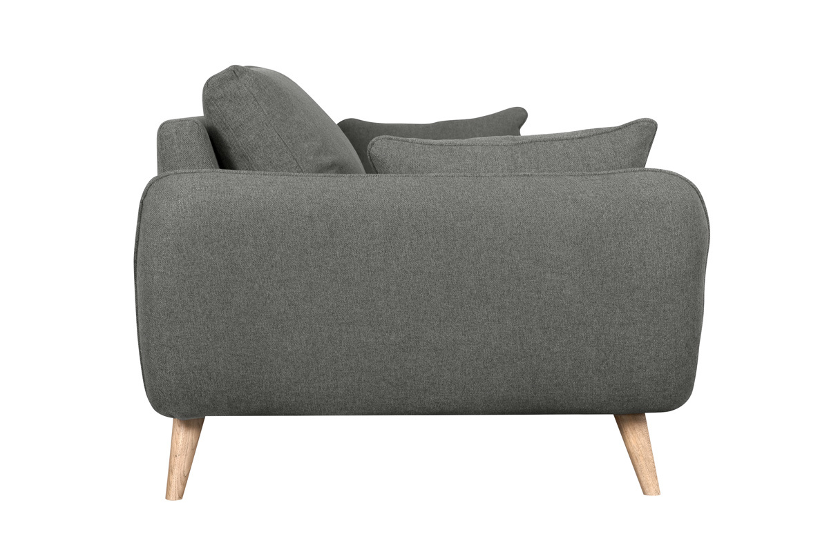 Canap� scandinave 3 places en tissu gris anthracite et bois clair CREEP