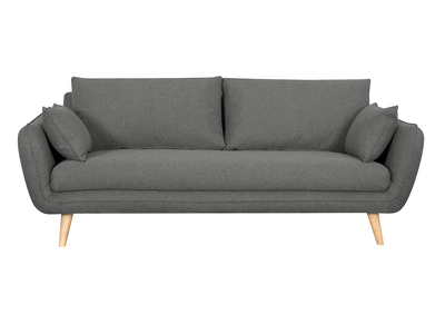 Canap&eacute; scandinave 3 places en tissu gris anthracite et bois clair CREEP