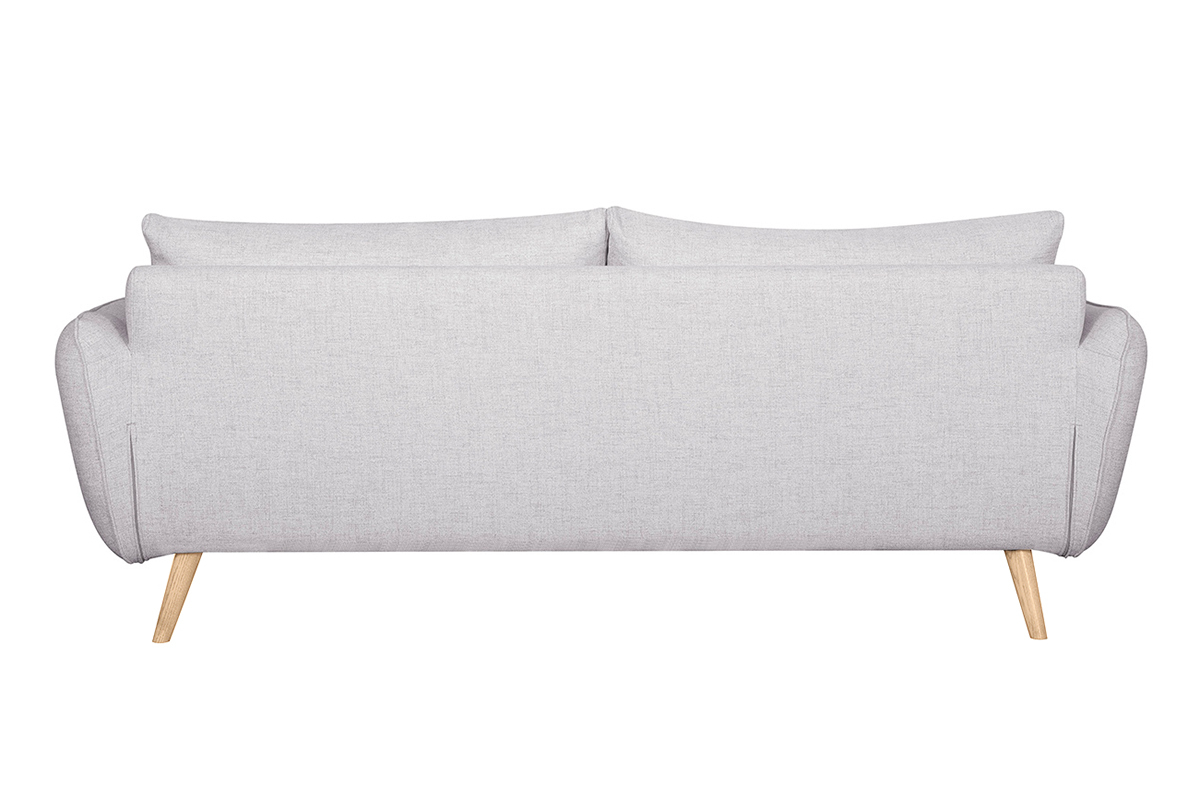 Canap� scandinave 3 places en tissu gris clair chin� et bois clair CREEP