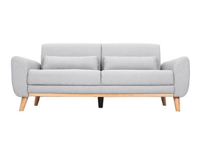 Canap&eacute; scandinave 3 places en tissu gris clair et bois clair EKTOR