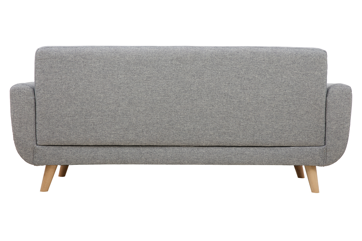 Canap� scandinave 3 places en tissu gris clair et bois clair PURE