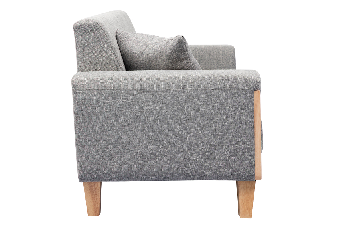 Canap� scandinave 3 places en tissu gris et bois clair FJORD