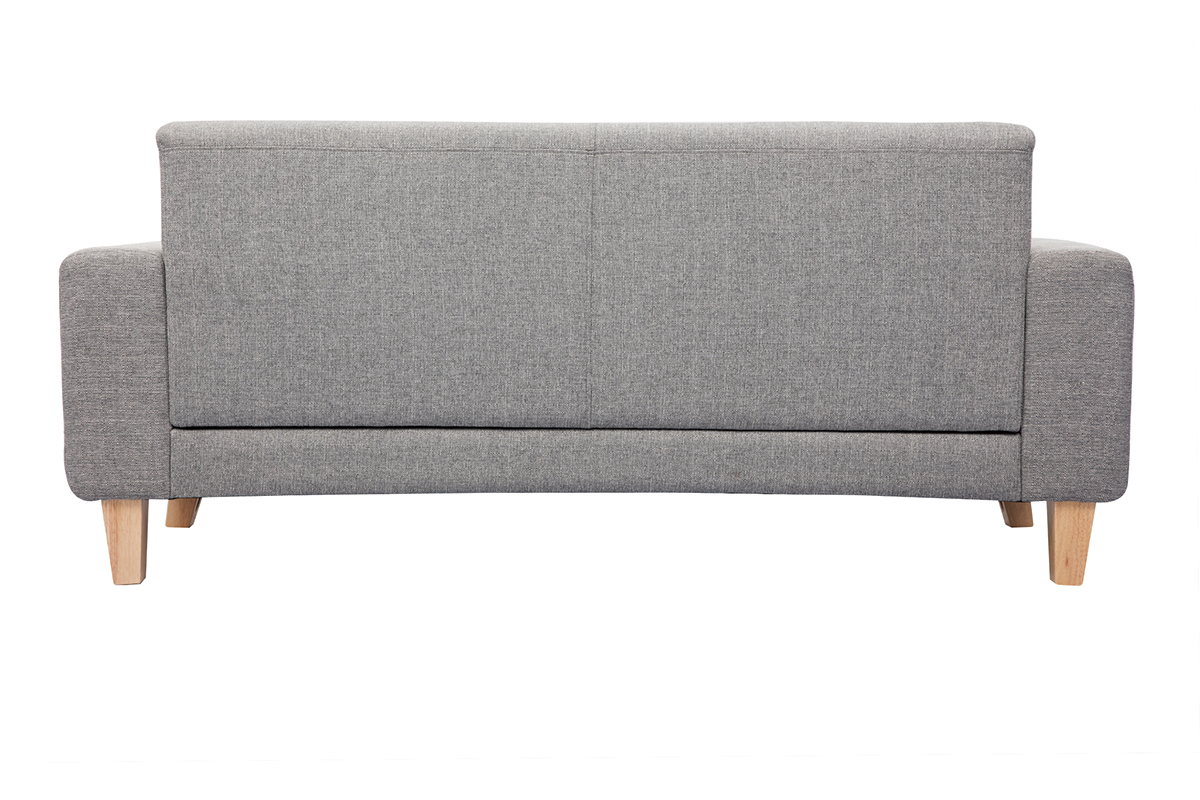 Canap� scandinave 3 places en tissu gris et bois clair FJORD