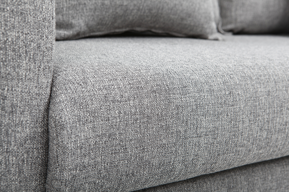 Canap� scandinave 3 places en tissu gris et bois clair KATE