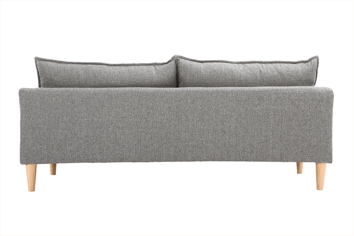Canap� scandinave 3 places en tissu gris et bois clair KATE