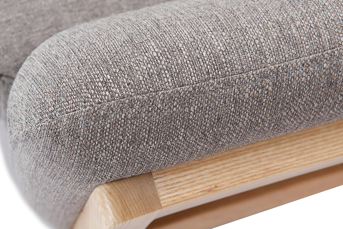 Canap� scandinave 3 places en tissu gris et bois clair YOKO