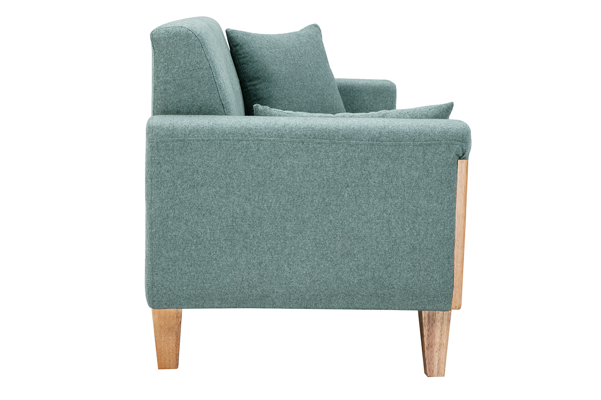 Canap� scandinave 3 places en tissu vert de gris et bois clair FJORD