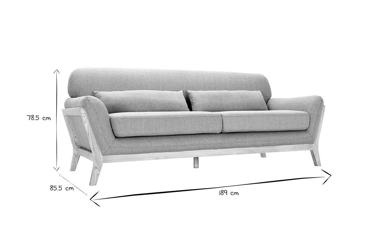 Canap� scandinave 3 places en tissu vert lagon et bois clair YOKO