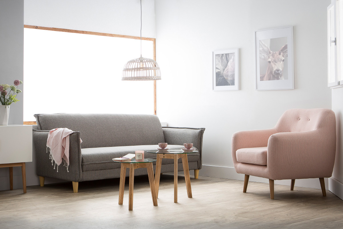 Canap� scandinave convertible tissu gris WEEKEND