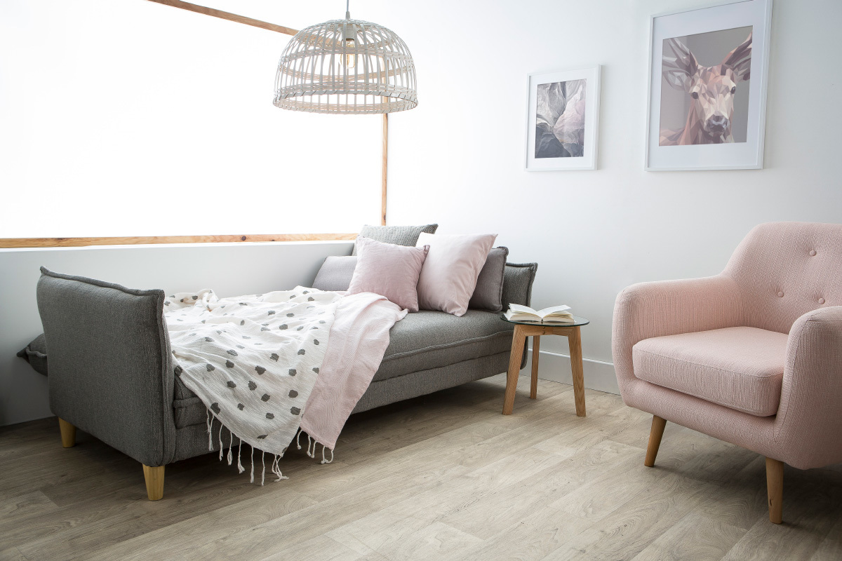Canap� scandinave convertible tissu gris WEEKEND