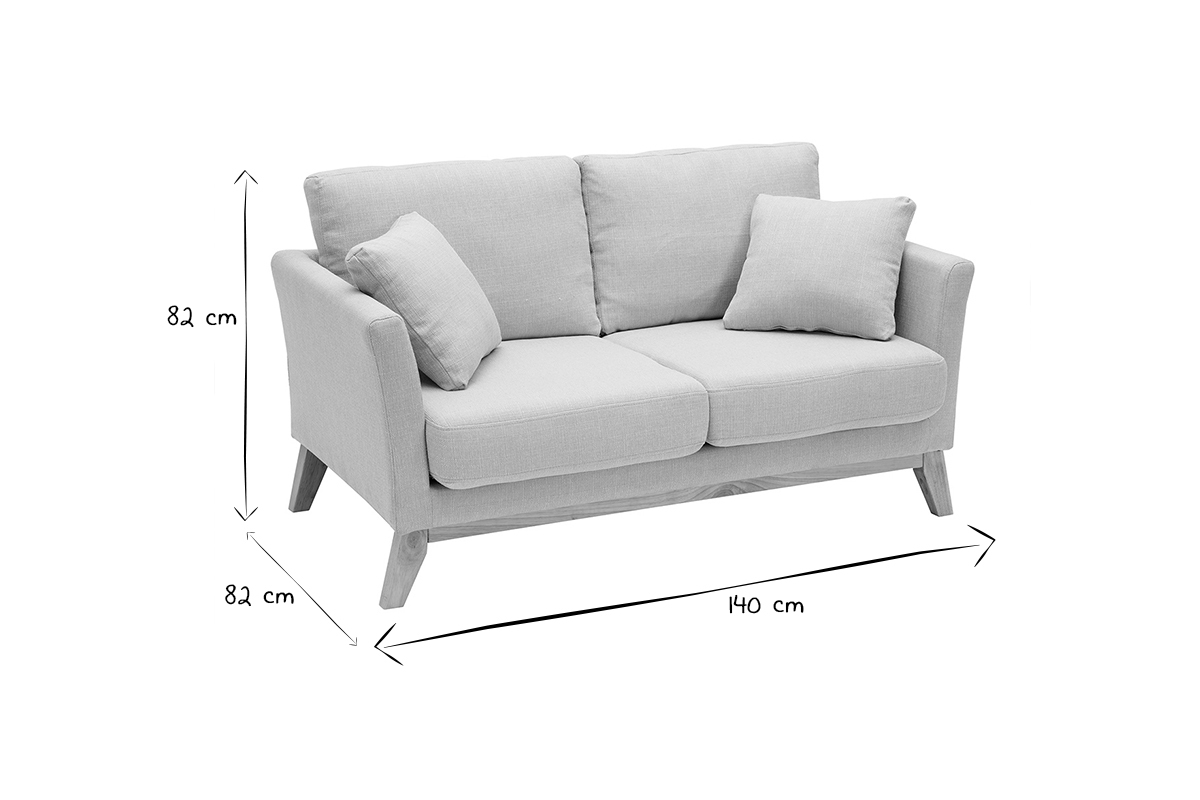Canap� scandinave d�houssable 2 places en tissu beige et bois clair OSLO