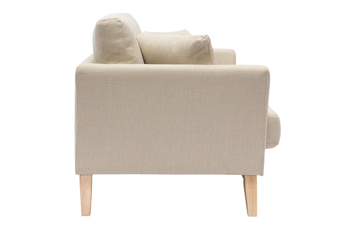 Canap� scandinave d�houssable 2 places en tissu beige et bois clair OSLO