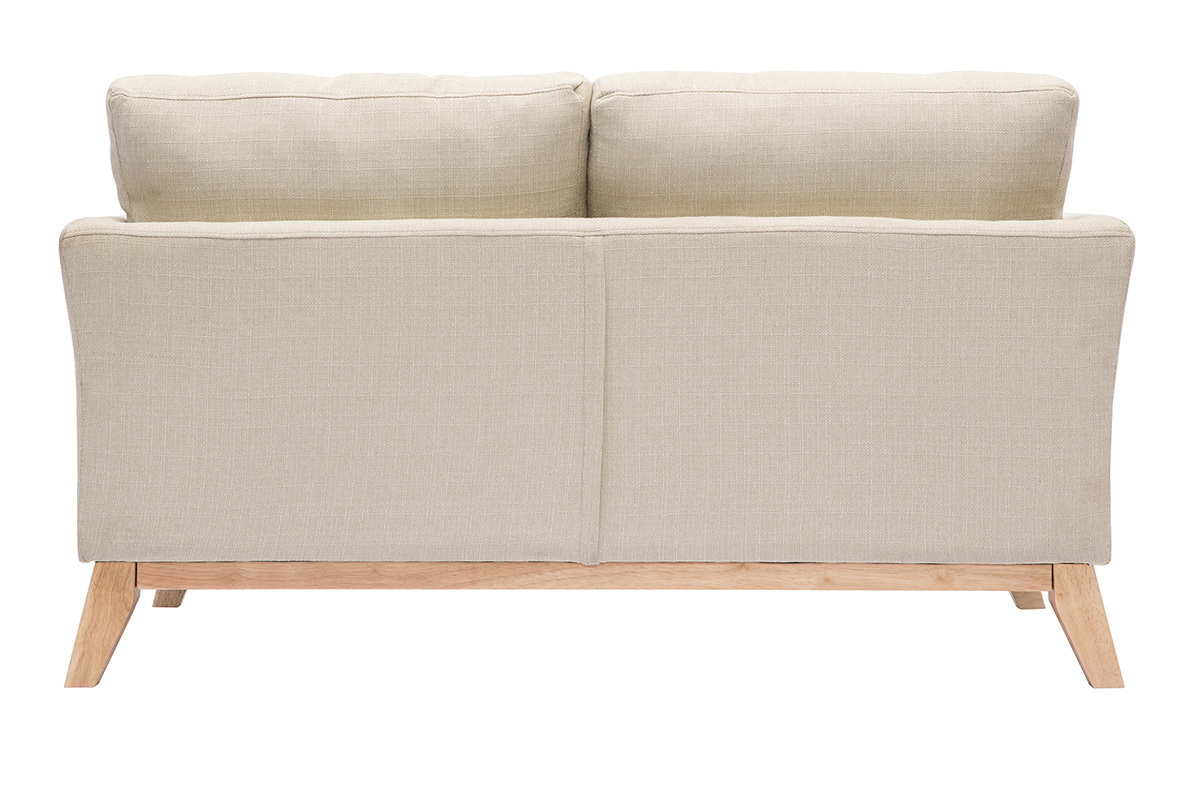Canap� scandinave d�houssable 2 places en tissu beige et bois clair OSLO