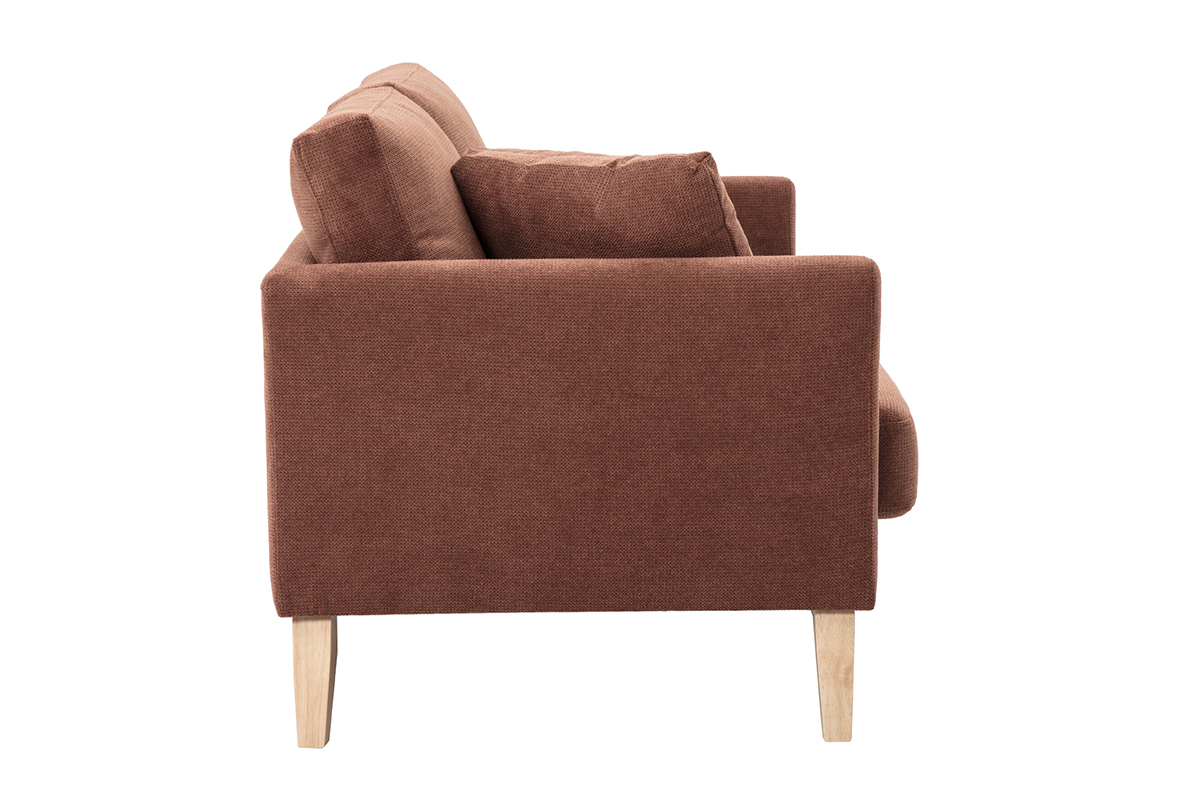 Canap� scandinave 2 places en tissu terre br�l�e, vue lat�rale.