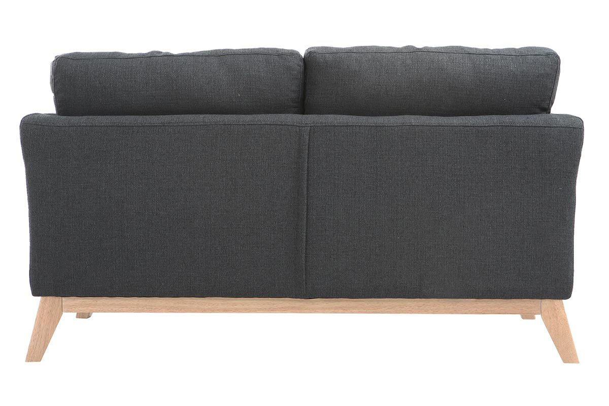 Canap� scandinave 2 places gris vu du dos, pieds en bois clair.