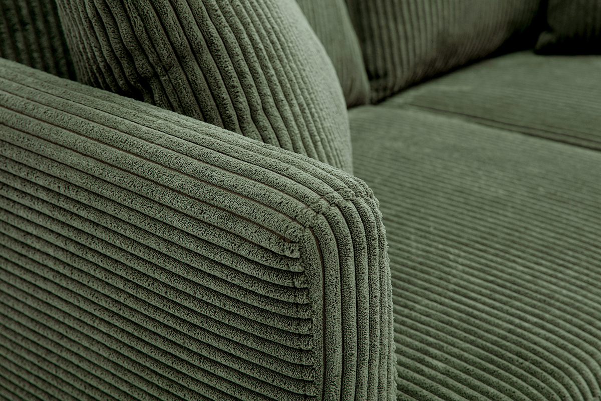 Zoom canap� scandinave d�houssable en velours c�tel� vert kaki