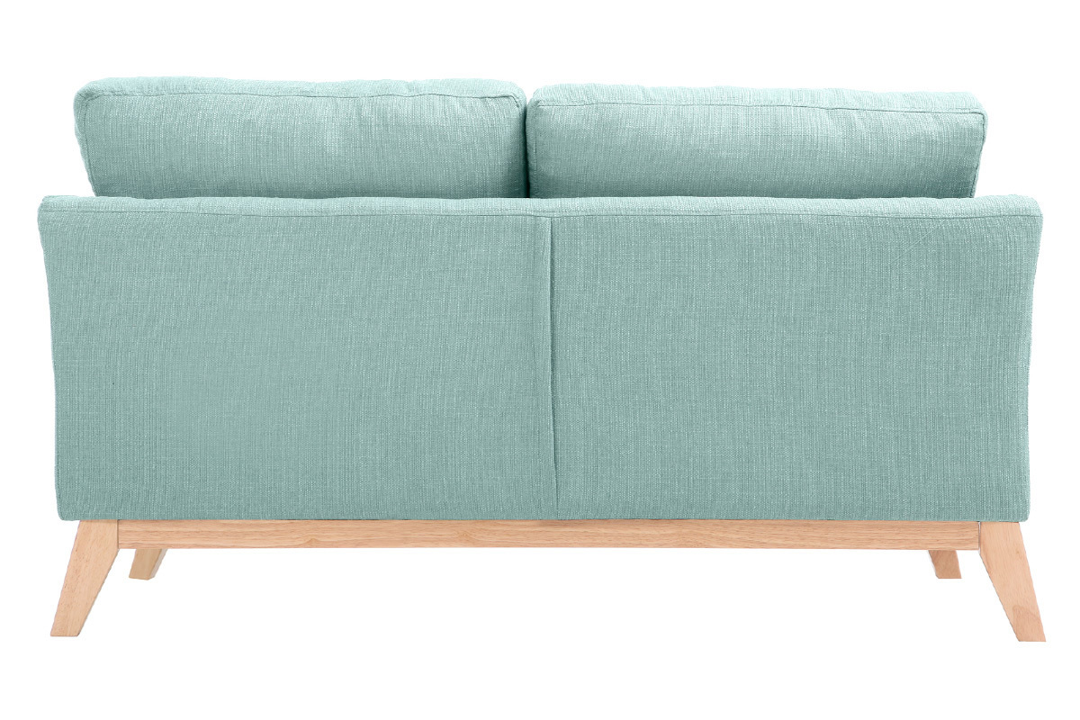 Canap� scandinave d�houssable 2 places en tissu vert lagon et bois clair OSLO