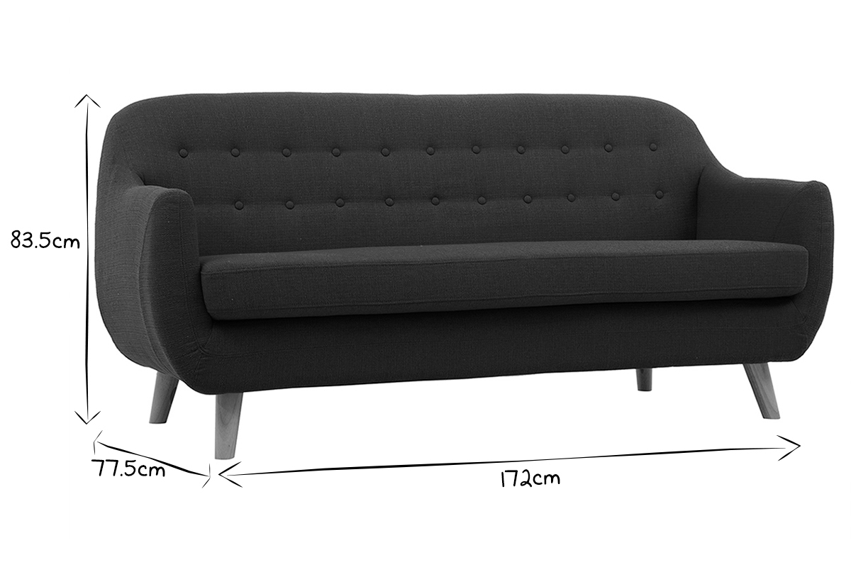 Canap� scandinave d�houssable 3 places en tissu bleu canard et bois clair YNOK