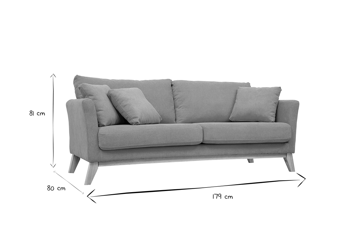 Canap� scandinave d�houssable 3 places en tissu effet velours jaune moutarde et bois clair OSLO
