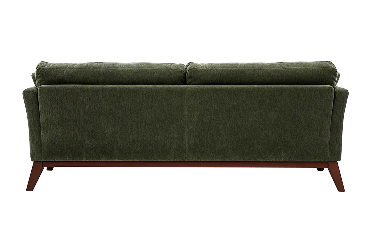 Canap� scandinave d�houssable 3 places en tissu effet velours vert kaki, vue arri�re