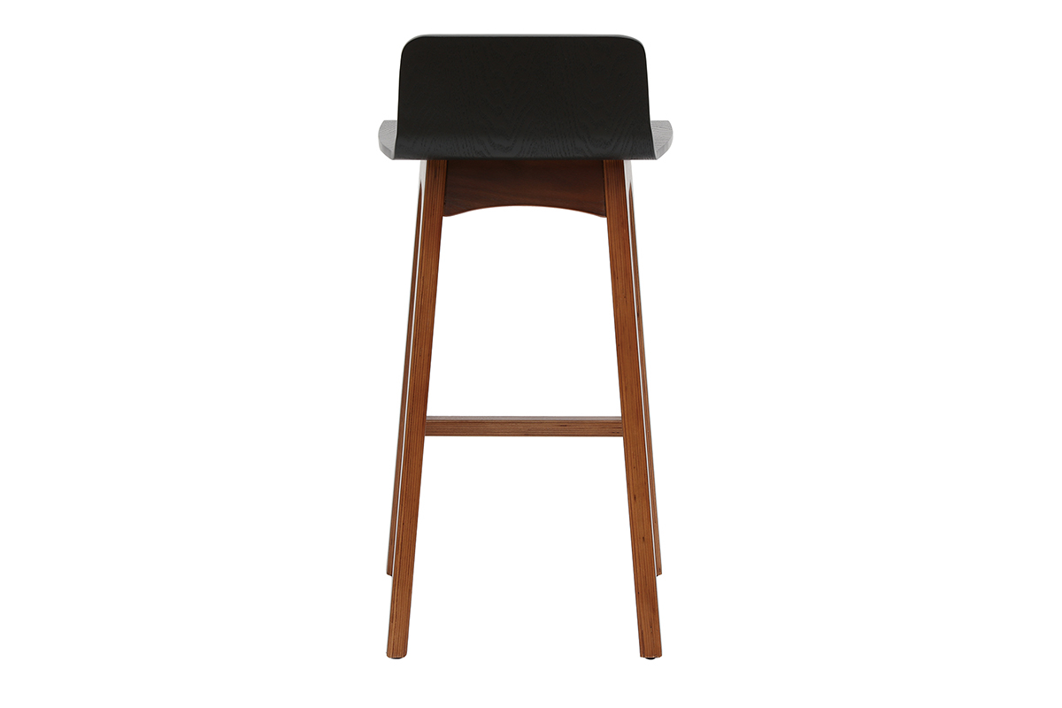 Chaise de bar scandinave noir et bois fonc� H65 cm BALTIK