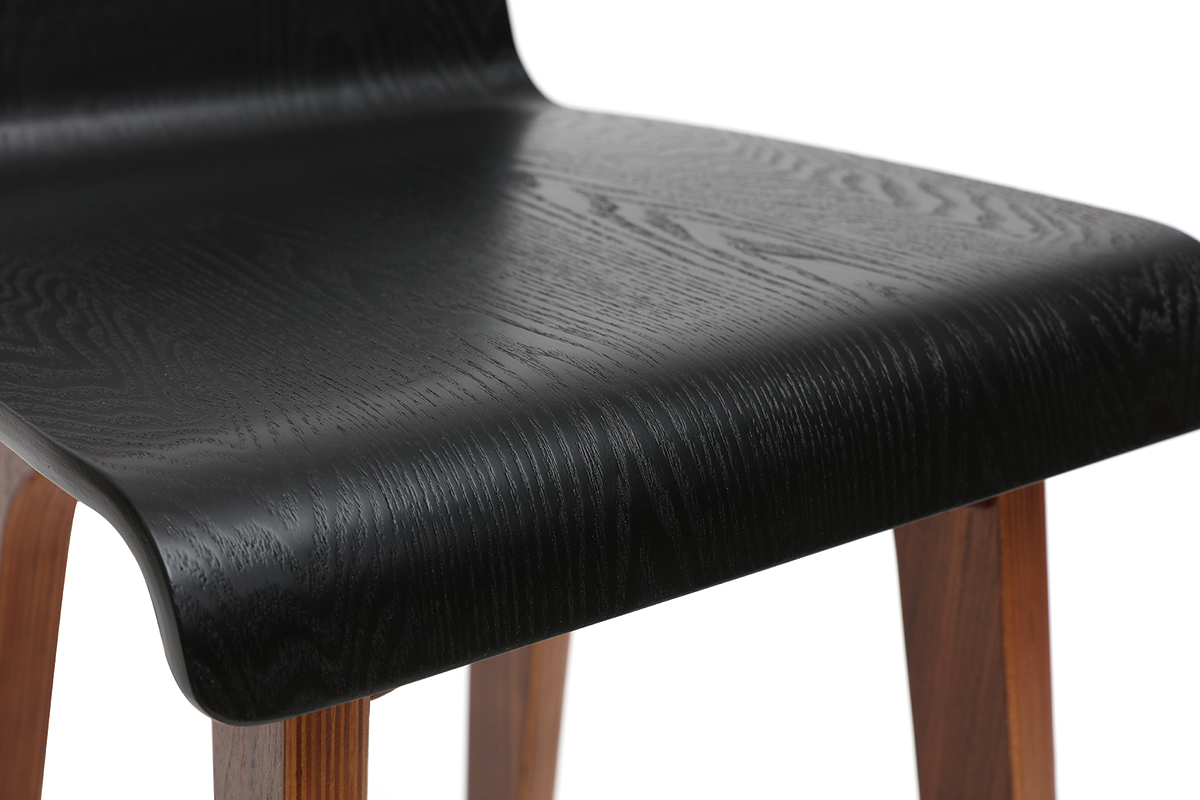 Chaise de bar scandinave noir et bois fonc� H65 cm BALTIK