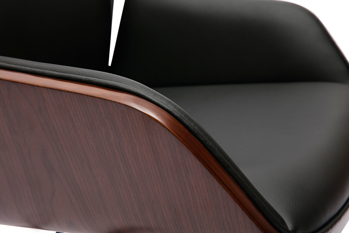 Chaise de bureau design pivotante 360� noire, bois fonc� et m�tal noir MARLOW