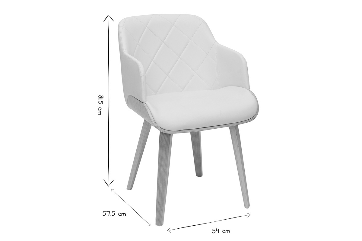 Dimensions de la chaise design LUCIEN en noir et blanc : hauteur 81.5 cm, largeur 54 cm, profondeur 57.5 cm.