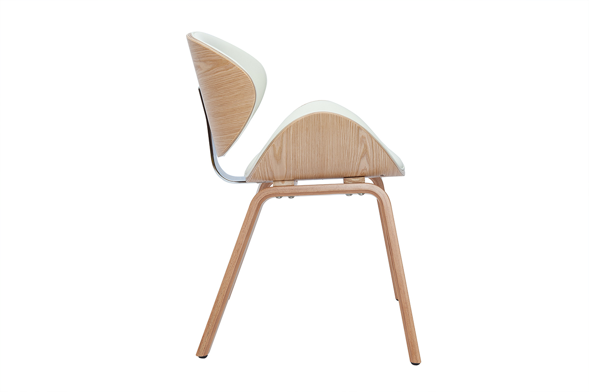 Chaise design blanc et bois clair WALNUT vue de c�t�.
