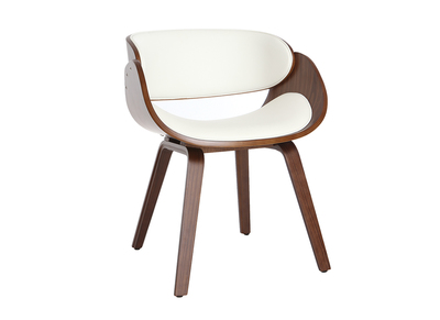 Chaise design blanc et bois fonc&eacute; noyer BENT