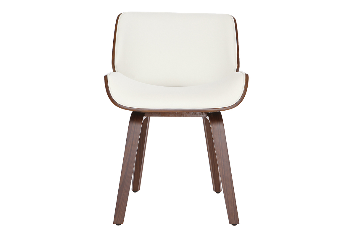 Chaise design blanche et bois fonc� RUBBENS vue de face.