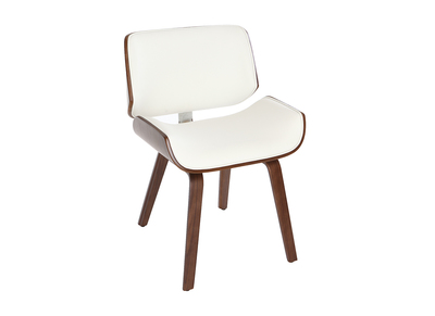 Chaise design blanc et bois fonc&eacute; RUBBENS
