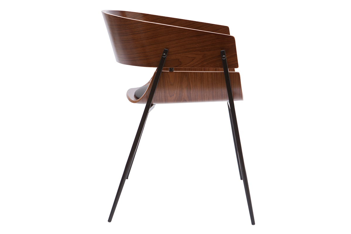 Chaise design bois fonc� et m�tal noir WESS