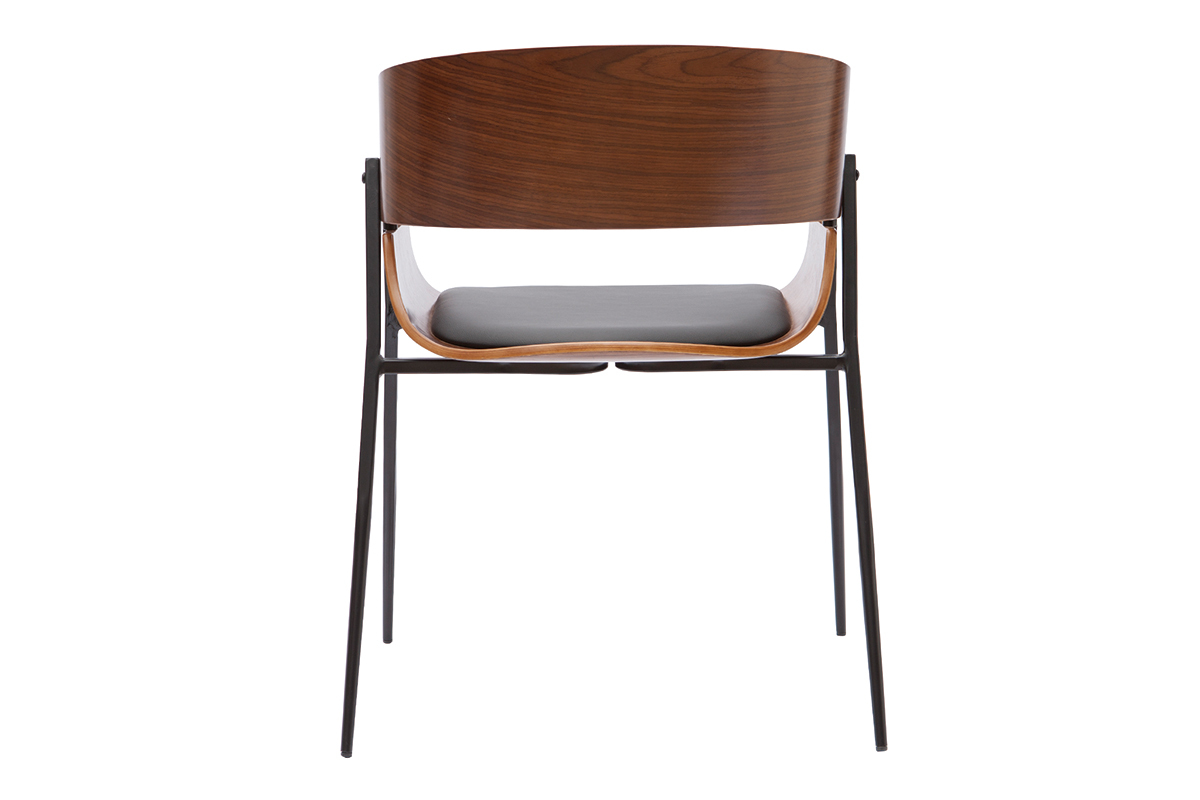 Chaise design bois fonc� et m�tal noir WESS
