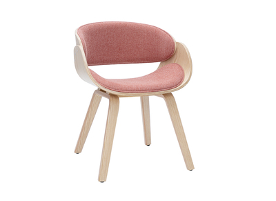 Chaise design en tissu effet velours textur&eacute; terracotta et bois clair BENT