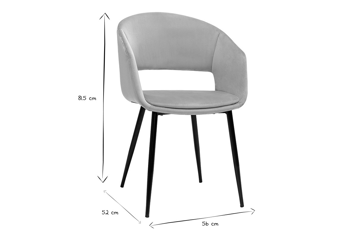 Chaise design en tissu velours taupe et m�tal noir PRISMA