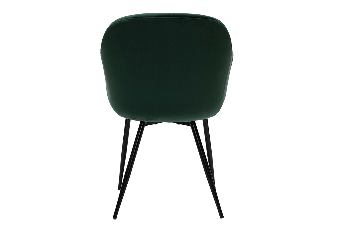 Chaise design en tissu velours vert fonc� et m�tal noir MILLY