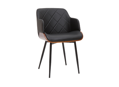 Chaise design noir, bois fonc&eacute; et m&eacute;tal LUCIEN