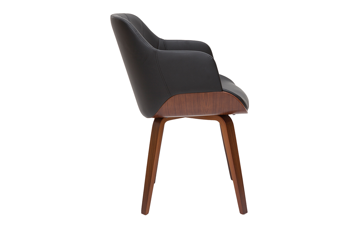 Chaise design noir et bois fonc� LUCIEN