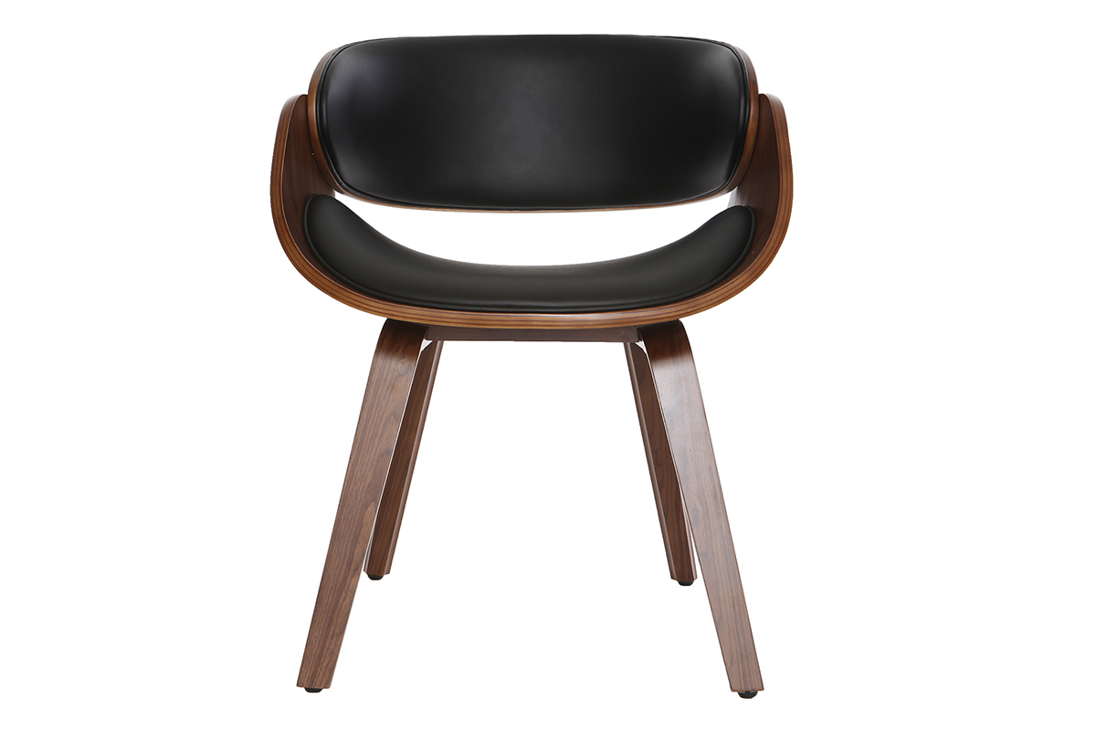 Chaise design noir et bois fonc� noyer BENT