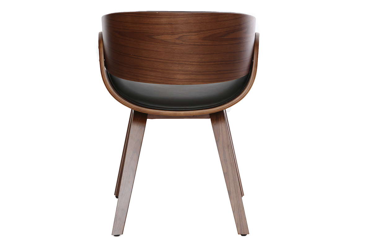 Chaise design noir et bois fonc� noyer BENT