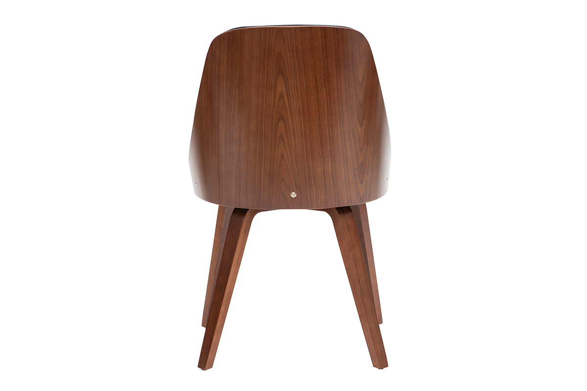 Chaise design noir et bois fonc� noyer FLUFFY