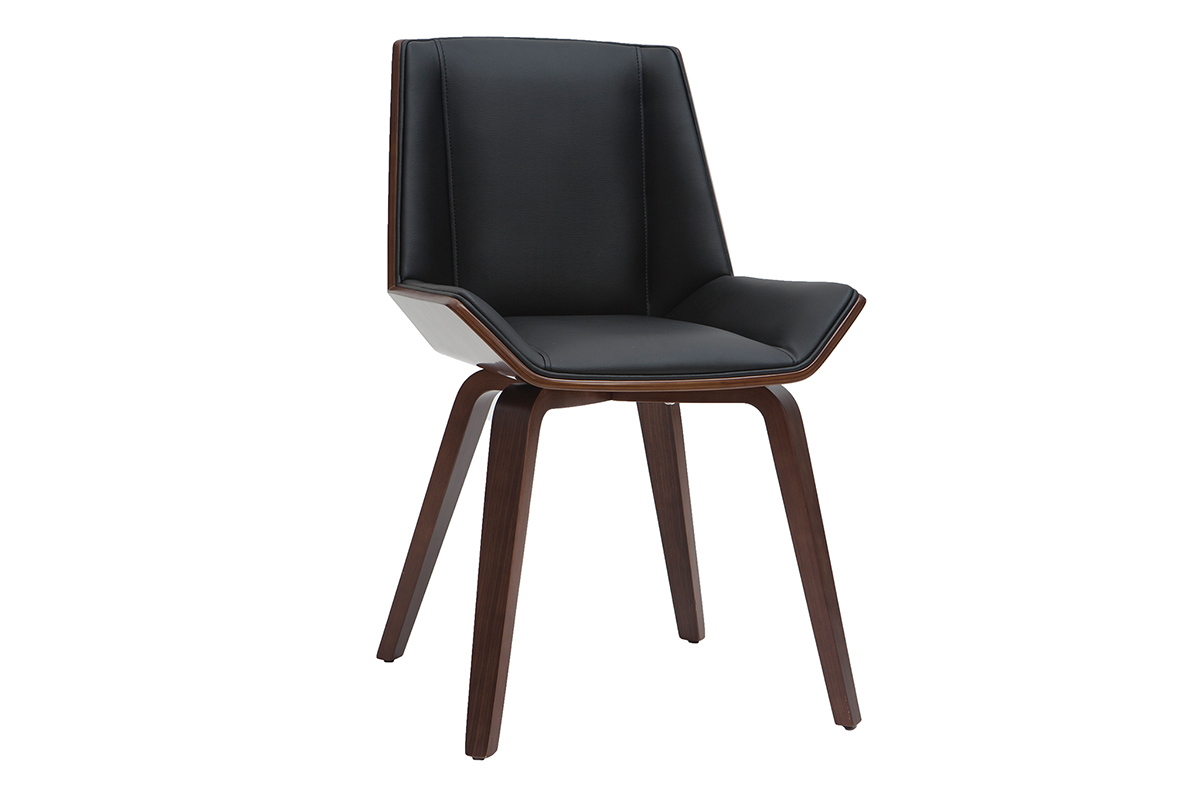 Chaise design noir et bois fonc� noyer MELKIOR