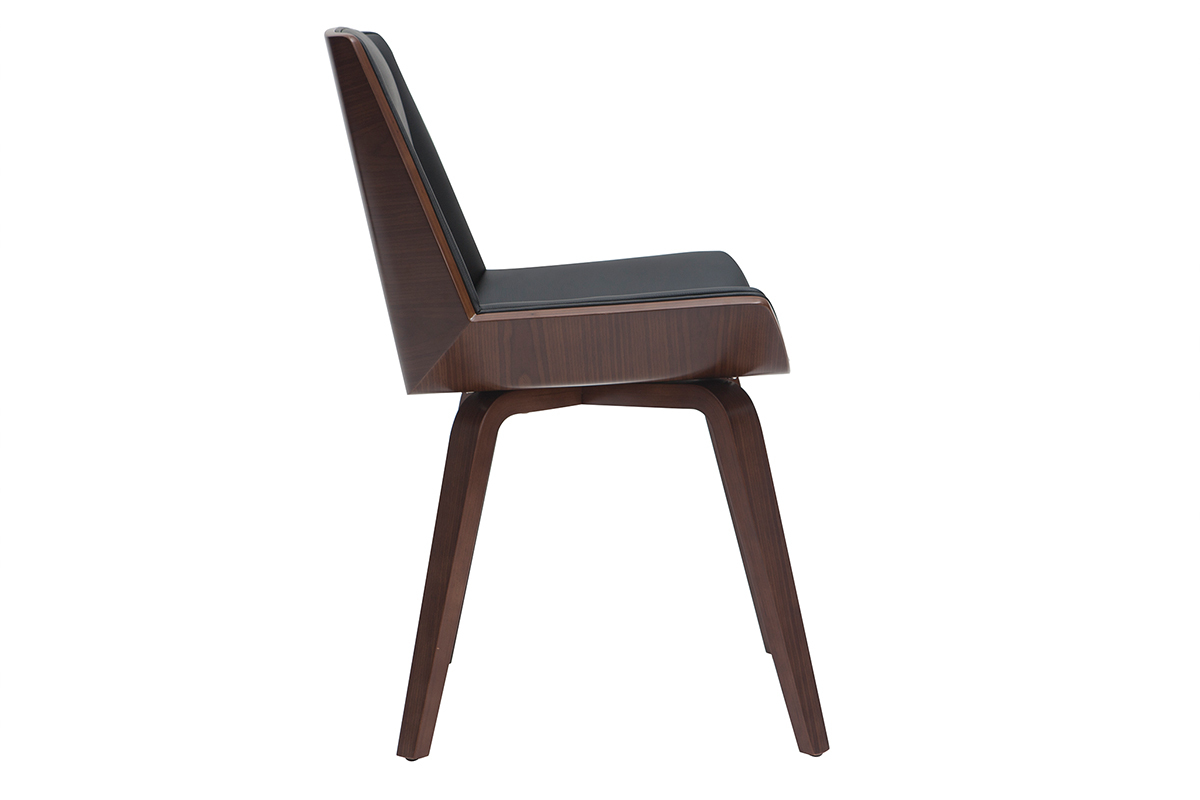 Chaise design noir et bois fonc� noyer MELKIOR
