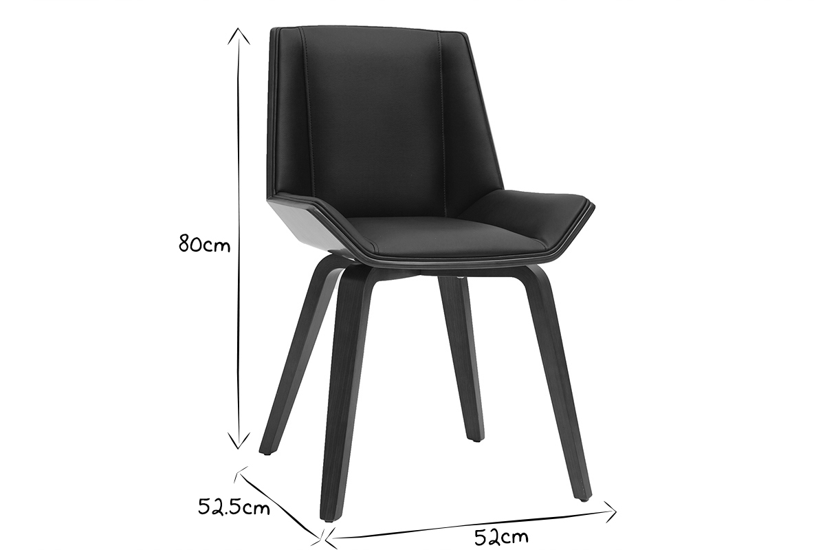 Chaise design noir et bois fonc� noyer MELKIOR