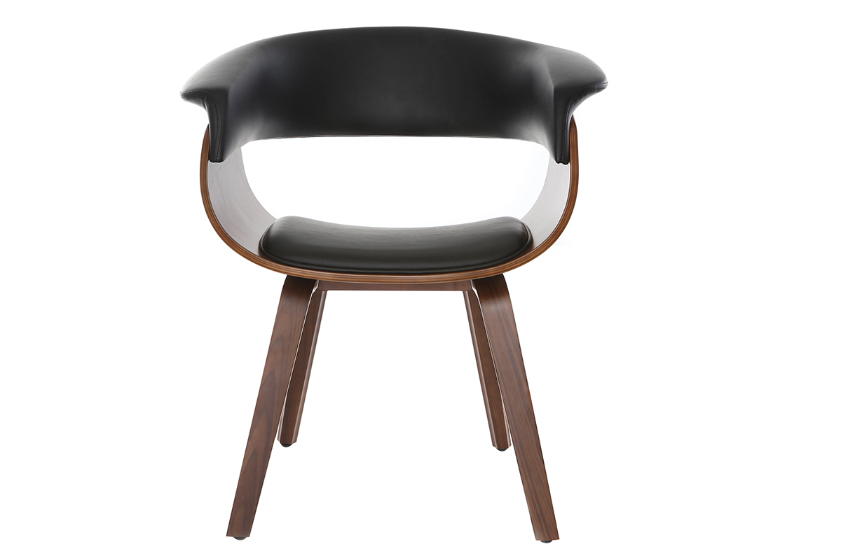Chaise design noir et bois fonc� noyer OKTAV