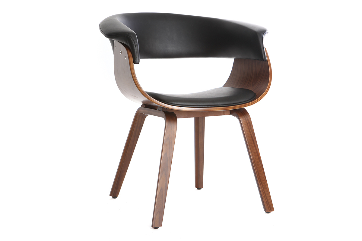 Chaise design noir et bois fonc� noyer OKTAV